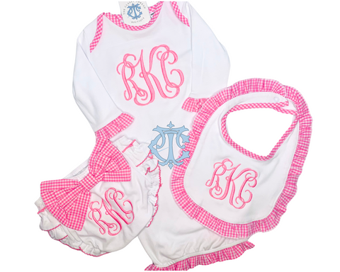 Pink Gingham Ruffle Gift Set