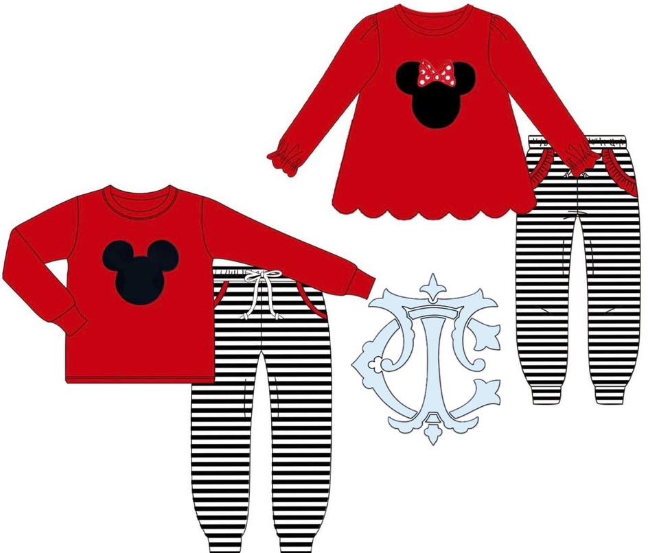 Mouse applique jogger sets
