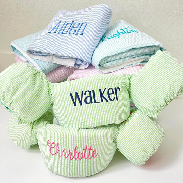 Personalized Seersucker Embroidered Puddle Jumper Cover, Personalized Puddle Jumper Cover