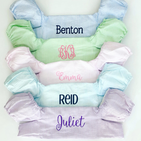 Personalized Seersucker Embroidered Puddle Jumper Cover, Personalized Puddle Jumper Cover