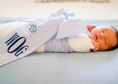 Seersucker Newborn Bow Sash, Maternity Sash